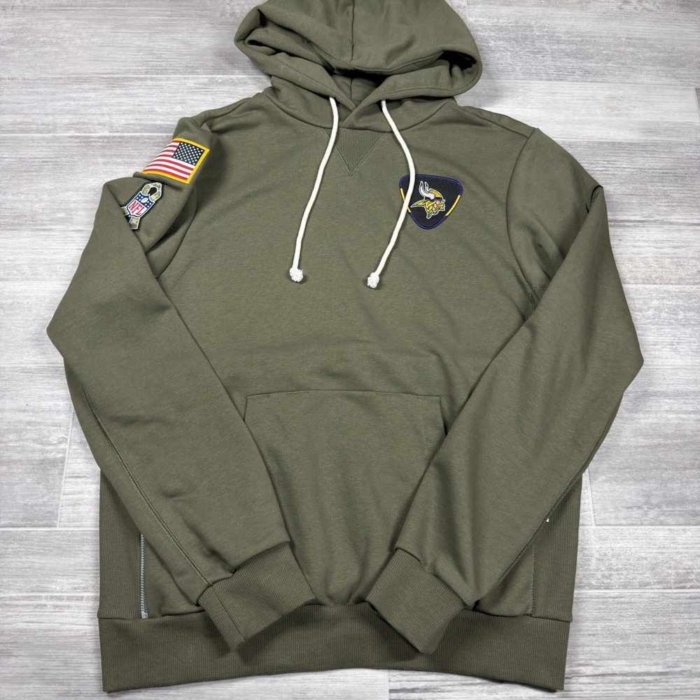 Nike Minnesota Vikings Salute to Service Olive Pullover Hoodie Men's Small New